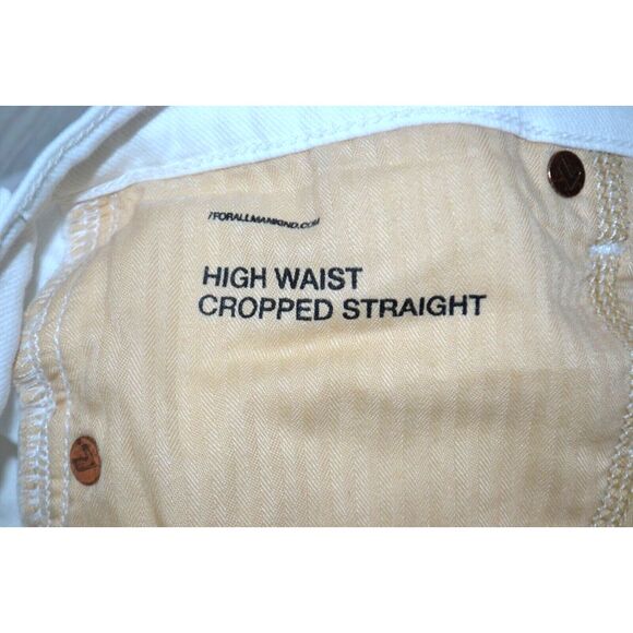 7 FOR ALL MANKIND Women's High Waist Cropped Straight Jeans SIZE 30 White - Picture 8 of 9